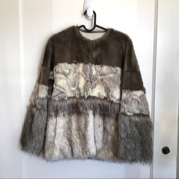 Zara Multi-color Contrasting Faux Fur Jacket Coat - Picture 5 of 15